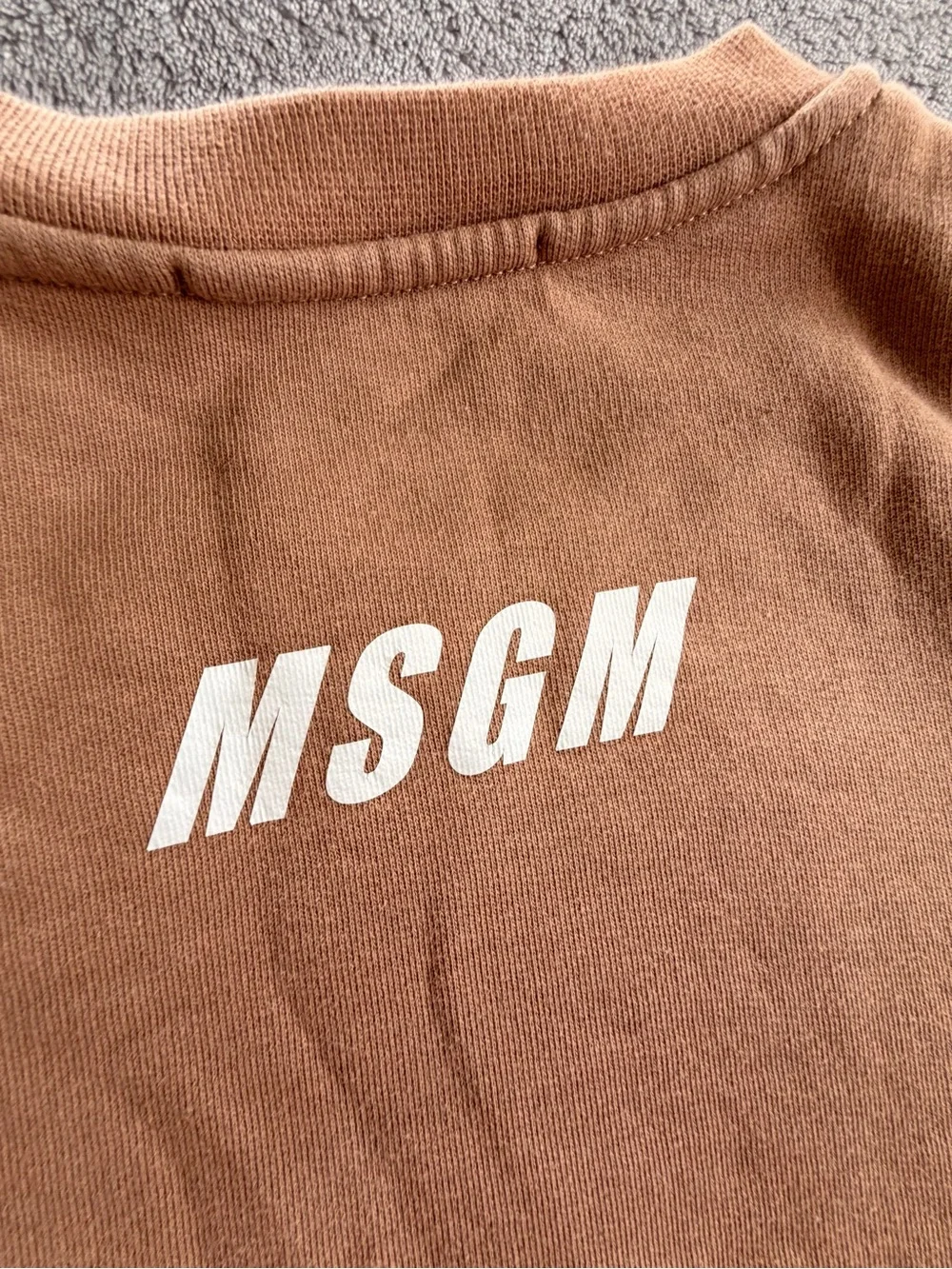 MSGM Men's Brown Tan Logo Graphic Turbo Crewneck Sweater Size M